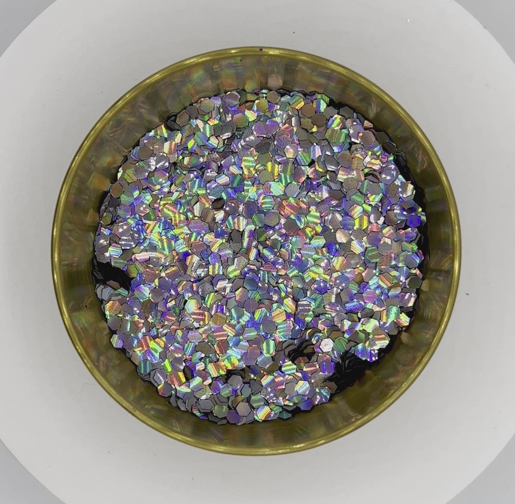 Full Metal Holographic Gunmetal Grey Super Chunky Biodegradable Glitter
