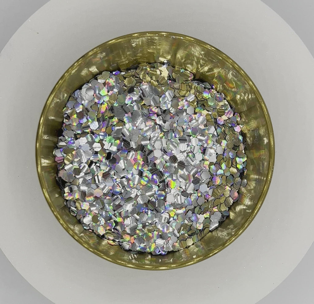 Neutron Dance Super Chunky Holographic Silver Biodegradable Glitter